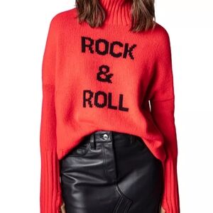 Kid's Red Cowl Neck Sweater with Bold Black Text